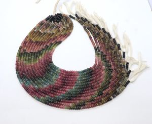 Perles rondes lisses en tourmaline naturelle multicolores 4,5-5 mm, perles de pierres précieuses en tourmaline multicolores pour la fabrication de bijoux par un grossiste indien - Product Image 1
