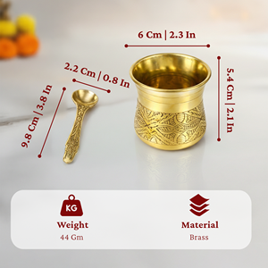 Copa de oro Panchapatra Panchpathiram Panchapalli para la adoración Pooja con cuchara, decoración artesanal - Product Image 2
