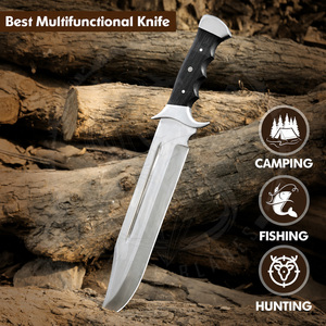 High Quality Handmade Stainless Steel Hunting & <b>Camping</b> Bowie Knife with Buffalo Horn and Resin Handle and Brass Guard - Product Image 4