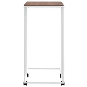 Mesa Auxiliar Pequeña y Portátil de Madera Sintética y Hierro en Blanco y Marrón para Sala de Estar - Product Image 4