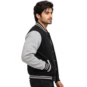 Men Varsity Jacket <b>Crafted</b> From Premium <b>Wool</b> Blend Material With Contrast Sleeve Panels Comfortable Interior Smooth Finish - Product Image 3