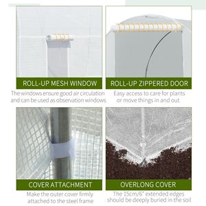 15x7x7 High Tunnel Greenhouse Eco-Friendly <b>Planting</b> Garden with 6 Roll-up Windows and Roll Door 140 GSM PE Cover Steel <b>Frame</b> - Product Image 4