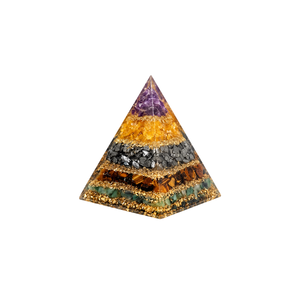 Pyramide d'orgone 7 chakras, pierres précieuses, cristal, sculptée à la main, gravée, décoration Feng Shui pour la maison - Product Image 1