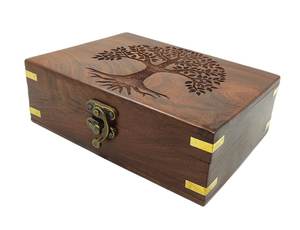 Best Quality Wooden Jewelry <b>Box</b> with Tree Carving and Brass Hinge for Rings and <b>Earrings</b> Storage - Product Image 1