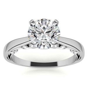 Elegant Solitaire Round Cut Moissanite Ring 14K Solid White Gold Vintage Filigree Gallery Ring <b>Unique</b> Engagement Ring <b>For</b> <b>Her</b> - Product Image 1