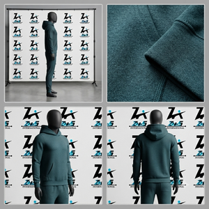 Conjunto Deportivo para Hombre, Color Verde Azulado Oscuro, con Capucha, Cierre de Cremallera, Manga Larga, Estilo Casual, Color Sólido, Transpirable, de Poliéster y Algodón, para Otoño - Product Image 4