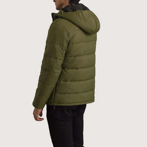Blouson matelassé à capuche personnalisé pour homme – Collection Printemps – Style universitaire, moto, streetwear – Design uni, imperméable à l'avant - Product Image 2