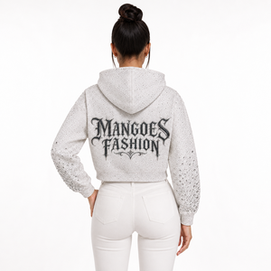 Ensemble deux pièces streetwear hiver uni en molleton de coton brossé doux lavé avec strass, comprenant un sweat à capuche zippé et un short - Product Image 4