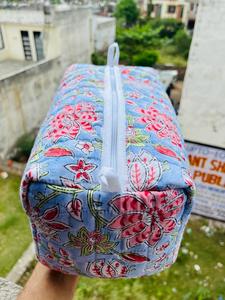 Quilted Cotton Yellow Floral Vintage Durable Smooth Zipper Women's <b>Makeup</b> Bag Carrying Pouch Travelling Cosmetics <b>Cases</b> - Product Image 6