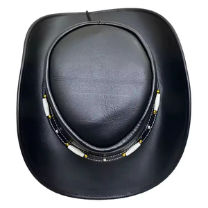 Chapeau de cowboy classique en cuir le plus vendu pour les aventures en plein air, fait main, décontracté, toutes saisons, à large bord - Product Image 2
