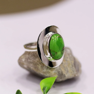 Natural <b>Green</b> Copper Turquoise 925 Sterling Silver Handmade <b>Ring</b> Elegant Gemstone Statement Jewelry Boho <b>Ring</b> for Women - Product Image 3