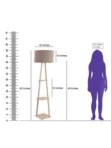 Lampadaire en bois avec 3 étagères, noir poli, sur mesure, vente en gros, OEM ODM, hauteur 5 pieds - Product Image 4