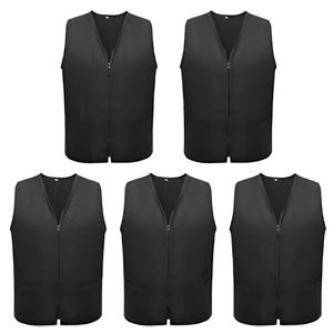 Gilet uniforme léger et respirant en polyester haute visibilité avec poches, fermeture éclair et boutons, col en V, sans manches, pour personnel médical, de sécurité et serveurs - Product Image 3