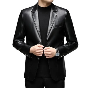 Custom High Quality Men PU Leather <b>Zip</b> up Jacket Embroidered Patch Short Sleeve Chest Pocket Faux Leather <b>Shirt</b> - Product Image 1