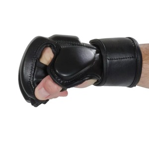 Gants de MMA noirs de qualité supérieure en cuir, mitaines de grappling professionnelles pour arts martiaux, entraînement de sparring, mitaines de boxe à paume ouverte - Product Image 4