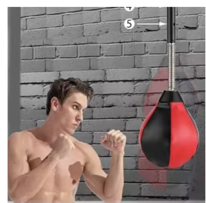 Saco de Boxeo con Pedestal de Material PU, Altura Ajustable para Entrenamiento de Boxeo para Adultos, Rojo y Negro, con Bola de Velocidad - Product Image 1