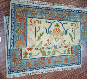 KNOT RUGS Washable Plush Non-Slip Eco-Friendly Solid Color Rectangle Light Blue Wool Hand Knotted Area Rug for Living Room Home - Product Image 1