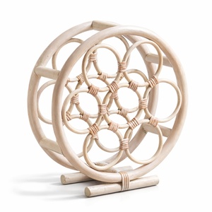 Wine bottle storage <b>shelves</b> natural rattan liquor holder stand best price wholesale decor rack stands - Product Image 6