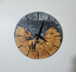 Reloj de pared de madera y resina epoxi hecho a mano de lujo para regalo, decoración del hogar, reloj decorativo de alta calidad para restaurante y hotel - Product Image 3