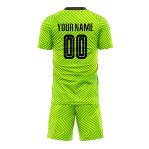Ensemble de maillots de football personnalisés par sublimation, vert néon, polyester à séchage rapide, kit de football, nom et numéro personnalisés, vente en gros OEM - Product Image 2