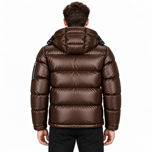 Mens Winter Puffer Jacket Glossy <b>Quilted</b> Hooded Coat Warm Padded Outerwear High Neck Zip Pockets Everyday Casual Streetwear Wear - Product Image 6
