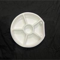 Assiette jetable moderne de 9 pouces en pulpe moulée 6CP, écologique, légère, résistante à l'eau, biodégradable, pour fêtes et traiteur commercial