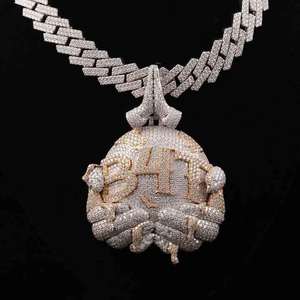 Colgante Iced Out de 24 Manos Orando con Cadena Cubana, Joyería Hip Hop de Oro Rosa y Moissanita, Pieza de Lujo Brillante para Fiesta - Product Image 2