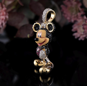 Pendentif Hip Hop en Moissanite Motif Souris de Dessin Animé Plaqué Or avec Micro-Incrustations - Product Image 2
