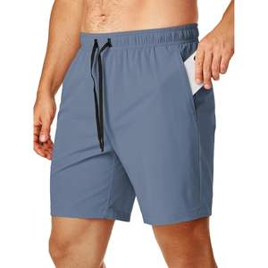 2025 short de sport pour hommes 4 voies Stretch 7 pouces cordon fermeture éclair poches XXS taille uni teint foncé techniques Logo taille élastique - Product Image 1