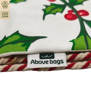 Bolsa de Regalo Navideña Personalizada de Algodón con Cordón, 37x41 cm, Estampado de Aloe, Reutilizable, Saco de Santa, Venta al por Mayor, OEM, Marca Privada, Proveedor a Granel - Product Image 4