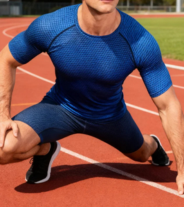 Athletic <b>Compression</b> Long Sleeve Shirt Men Spandex/Polyester Tight Fit Moisture Wicking Solid Color Seamless Gym Tee Sports Base - Product Image 3