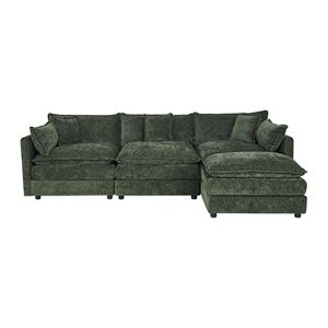 2187 Divano Chaise Longue Verde per 3 Persone con 1 Poggiapiedi - Product Image 1