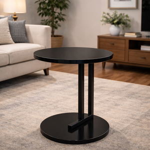Mesa de Centro Moderna Redonda de Acero Negro con Base de Pedestal de Metal Sólido, Muebles para Sala de Estar, Hogar, Cafetería, Apartamento - Product Image 3