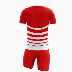 Men's Red Soccer Jersey Set Short Sleeve Crew Neck Striped Moisture Wicking Athletic Fit All Seasons Sublimated Print - Product Image 2