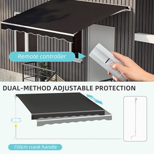 Toldo Retráctil Eléctrico de 10 Pies x 8 Pies con Protección UV, Manivela Manual y Control Remoto para Terraza, Protección Solar - Product Image 4