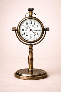 Antique Inspired Brass Pedestal <b>Clock</b> Vintage Desktop Timepiece <b>Retro</b> Office Table Decor - Product Image 6