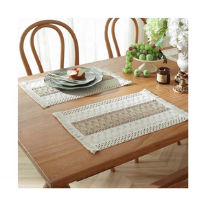 Handmade 100% Sustainable Cotton <b>Tablecloths</b> GOTS Certified Braided Design with Embroidery 14 X 18 Inch Placemats Dining Tables - Product Image 4