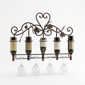 Porte-bouteilles moderne en fer forgé avec étagères réglables, support de rangement décoratif en métal pour table, idéal pour bar à domicile - Product Image 1
