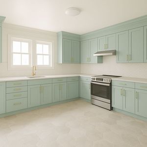 ตู้ครัวดีไซน์ทันสมัยแบบเชคเกอร์ ทำจากไม้เนื้อแข็งอเมริกัน ยี่ห้อซันยาง พร้อมฟังก์ชั่นหลากหลาย - Product Image 1