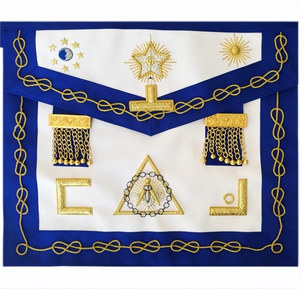 ผ้ากันเปื้อนพิธีกรรมอัศจรรย์ของพระอาจารย์ตามหลักคำสอนของโซโลมอน (ORUMM) ปักลายทองคำแท่งด้วยมือ ปักลายกันน้ำ - Product Image 1