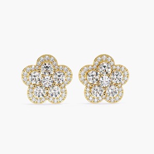 Boucles d'oreilles clous en diamant de laboratoire en forme de cerf-volant, or 14 carats, certifiées IGI, bijoux de luxe modernes, géométriques et minimalistes pour fiançailles et soirées - Product Image 1