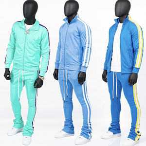Custom slim fit tracksuit set men <b>zip</b> <b>up</b> <b>jacket</b> and jogger pants side stripe 2 piece outfit sportswear fashion streetwear - Product Image 1