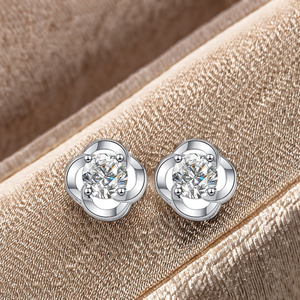 Pendientes de Diamante de Moissanita Solitario Brillante con Estilo Floral Vintage Personalizado de Plata 925, Joyería Fina Unisex al por Mayor con Cierre de Rosca - Product Image 4