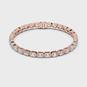 IGI Certified Lab Grown CVD <b>Emerald</b> Cut Diamond Tennis Bracelet 18KT Yellow Gold Custom Fine Jewelry - Product Image 1