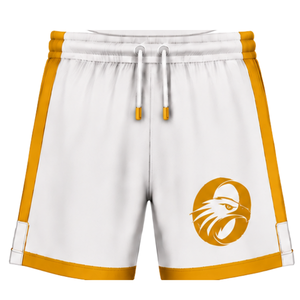 White <b>Yellow</b> Rugby <b>Shorts</b> Elastic Waist Drawstring Team Uniform Custom Breathable Training Athletic Sportswear Performance Sport - Product Image 1