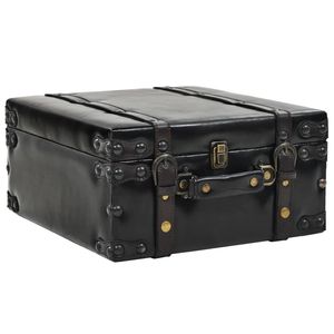 Banco de Almacenamiento de Cuero Sintético Negro, Tamaño Mediano, Madera Sintética y Acero, para Muebles de Sala de Estar - Product Image 6