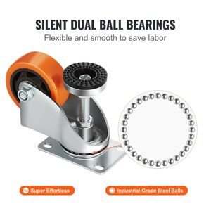 Juego de 4 Ruedas Giratorias de Alta Resistencia de 360 Grados, Capacidad de Carga de 720 Libras, 3 Pulgadas de Diámetro, Ruedas Niveladoras Ajustables para Muebles - Product Image 2