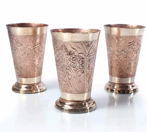 Ensemble de verres en cuivre, bouteille en cuivre, verre à eau en cuivre, article de table en verre, ensemble de verres en provenance d'Inde - Product Image 2