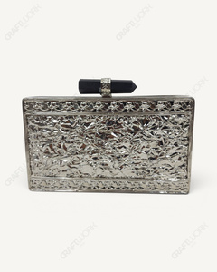 Clutch de Latón Azul Natural con Ojo de Tigre |   Minaudière de mosaico hecha a mano |   Moda nupcial de lujo, ecológica y ligera - Product Image 4