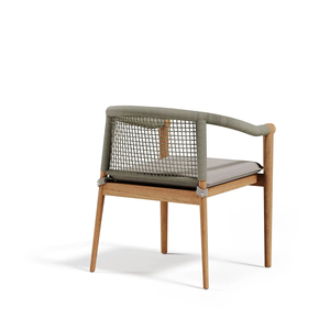 Fauteuil de salle à manger d'extérieur en teck massif naturel, écologique, avec dossier, design moderne et léger, pour restaurant, café, mobilier - Product Image 2